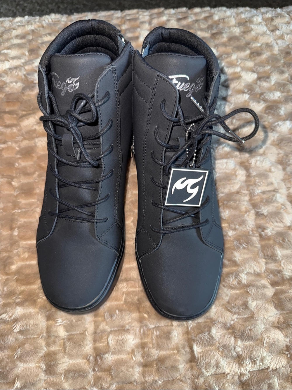 Fuego Black Lace-Up High Top Sneakers